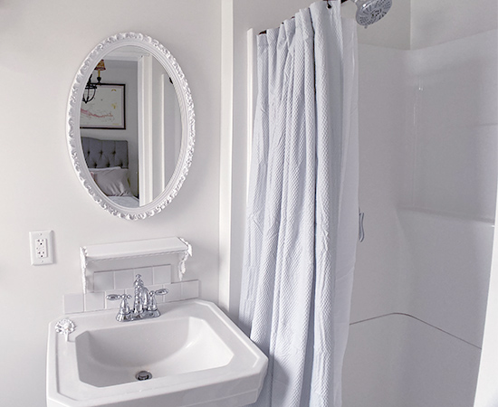 Borgogne Room Bathroom Sink Mirror and shower